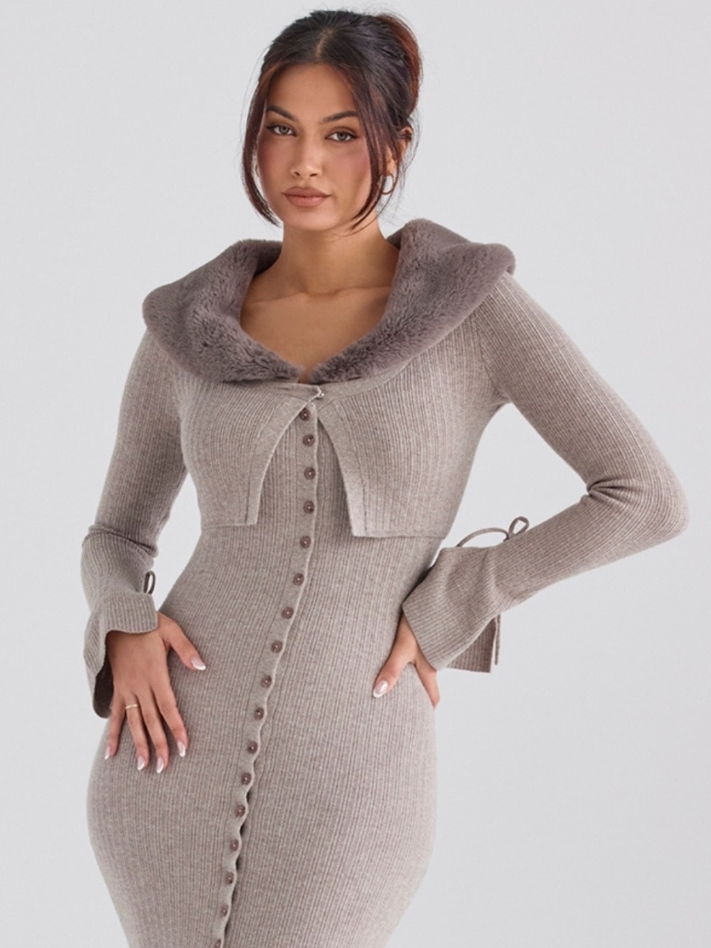 NEW House of CB Dahlia Cardigan Beige / Camel Small